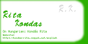rita kondas business card
