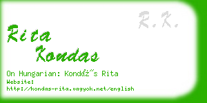 rita kondas business card